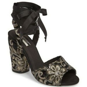 Topshop Rioja embroidered lace up heels